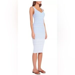 STAUD Dana Rib Knit Midi Dress Blue XL